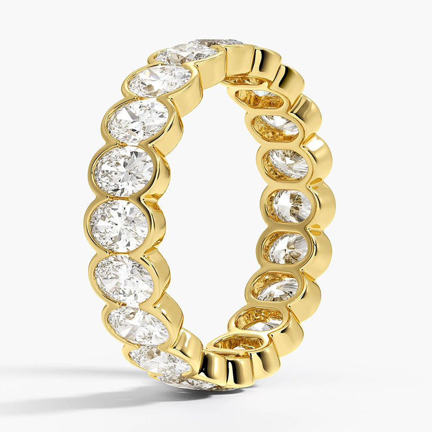 18K Yellow Gold Oval Eternity Lab Diamond Semi-Bezel Ring (3 ct. tw.)
