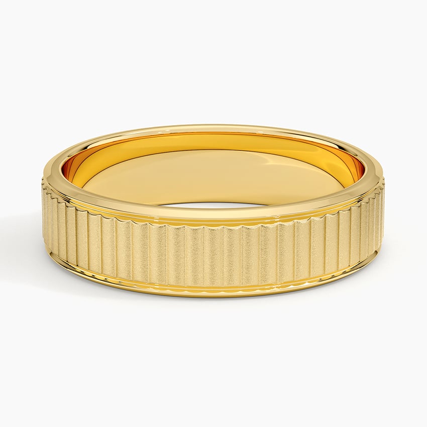 18K Yellow Gold Fluted Textured Wedding Ring