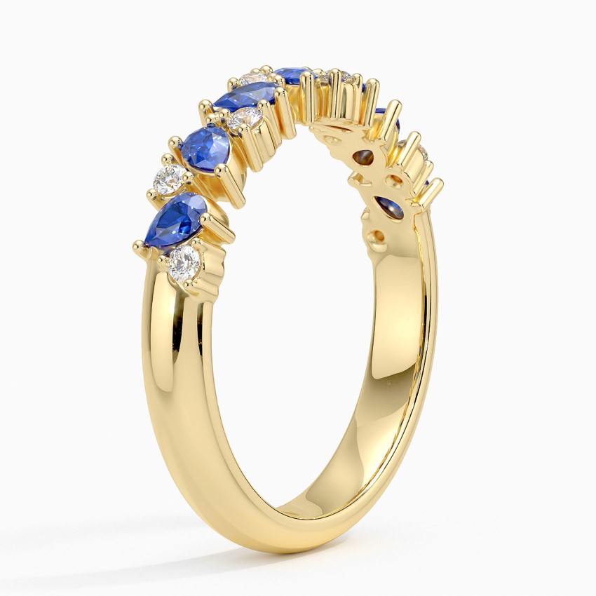18K Yellow Gold Olivetta Sapphire and Diamond Ring