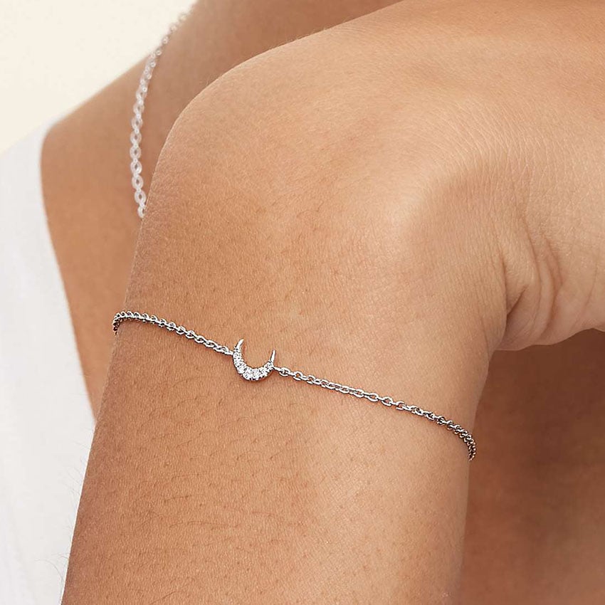Crescent Diamond Bracelet in Silver | Brilliant Earth