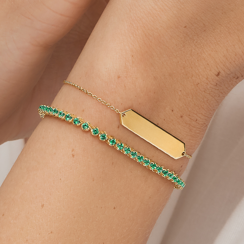14K Yellow Gold Engravable Bar Bracelet