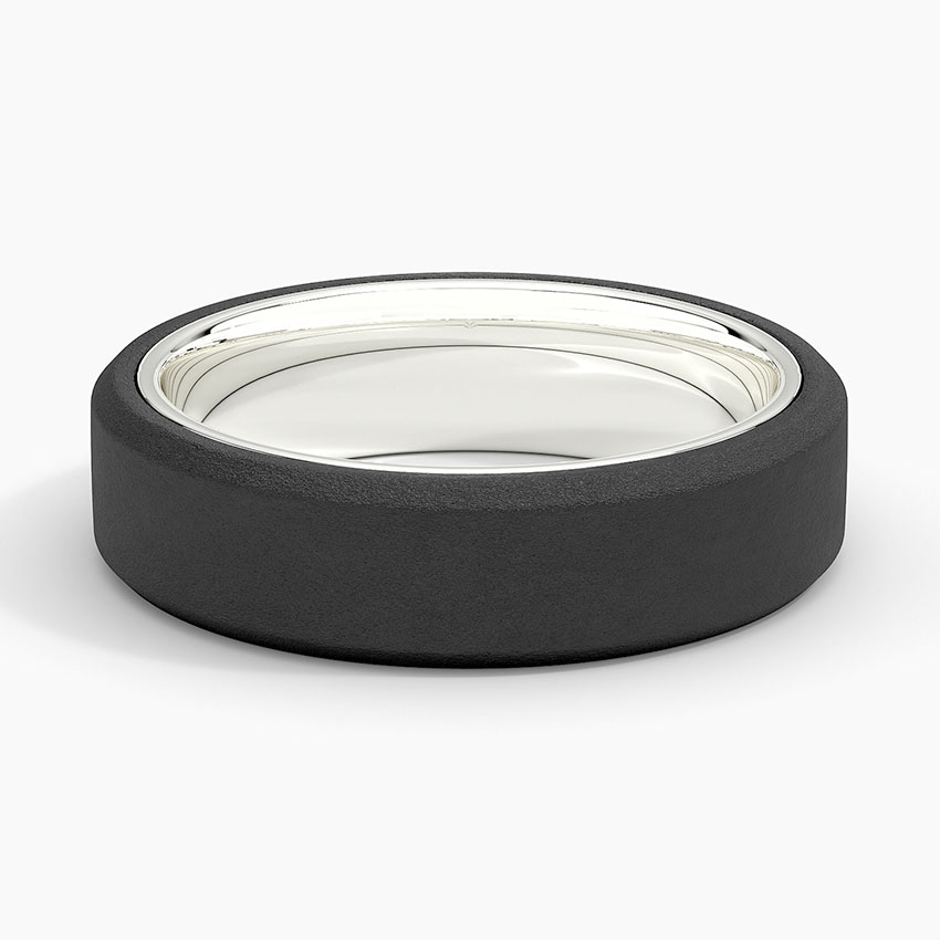 18K White Gold Jett Black 6mm Wedding Ring