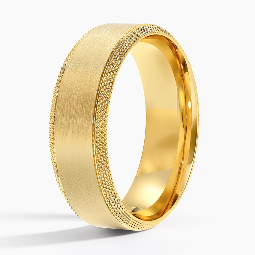 18K Yellow Gold Beveled Edge Maverick 6mm Wedding Ring, large side view