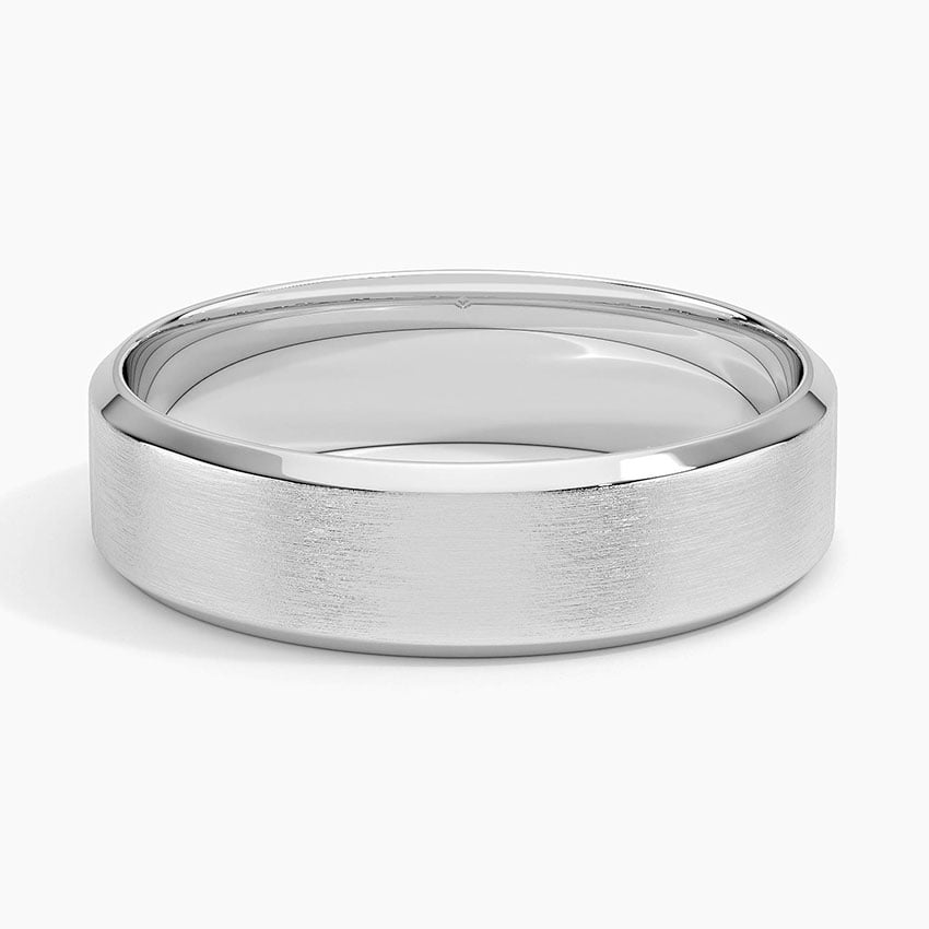 14K White Gold Slim Profile Beveled Edge Matte 5.5mm Wedding Ring
