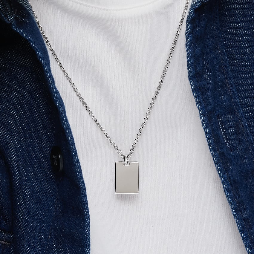 Silver Engravable Tag Pendant (Large)