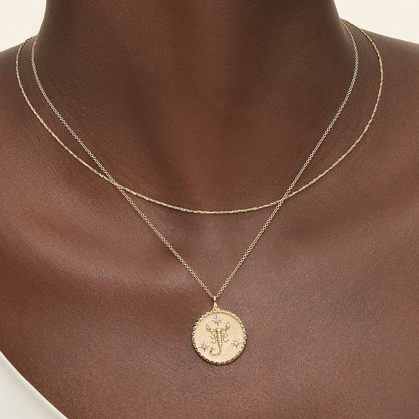 14K Yellow Gold Scorpio Zodiac Diamond Pendant