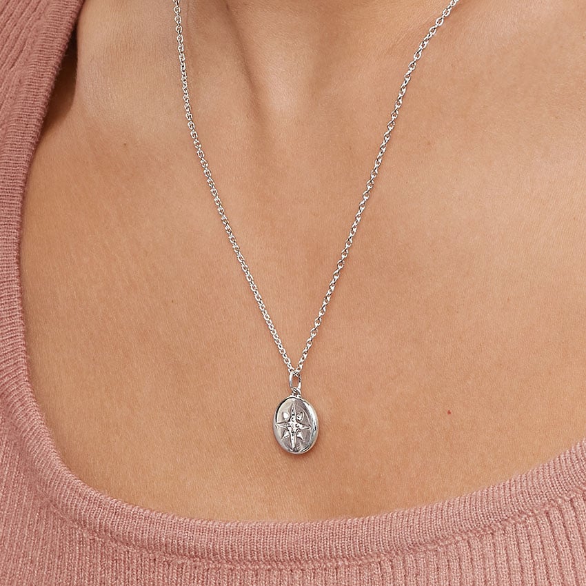 Silver North Star Diamond Pendant