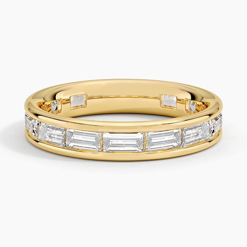 Baguette Diamond 18 Carat Yellow Gold Full Eternity Ring For Sale at  1stDibs | 18ct yellow gold eternity ring, baguette gold ring, gold baguette  wedding band