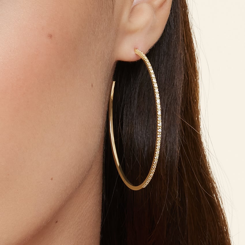 Stud Earrings 14kt Large Gold Hoop Earrings Oversized 14k Gold Hoop  Earrings 14K Gold Large Diamond Hoop