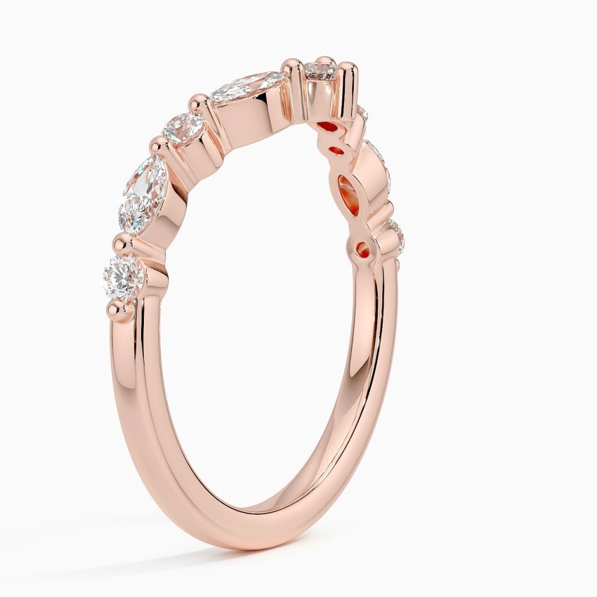 14K Rose Gold Curved Versailles Diamond Ring