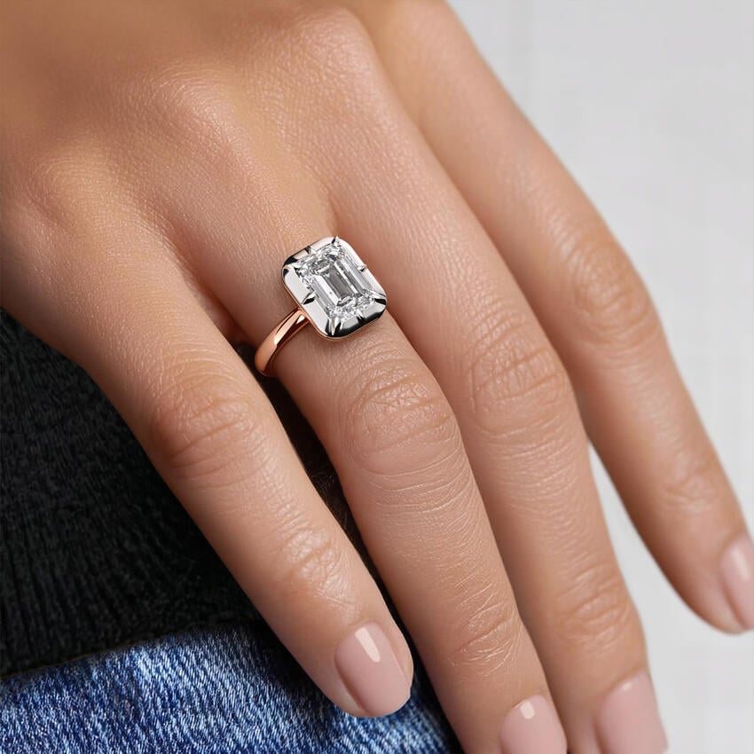 14K Rose Gold Harper Mixed Metal Solitaire Ring, large additional view 2