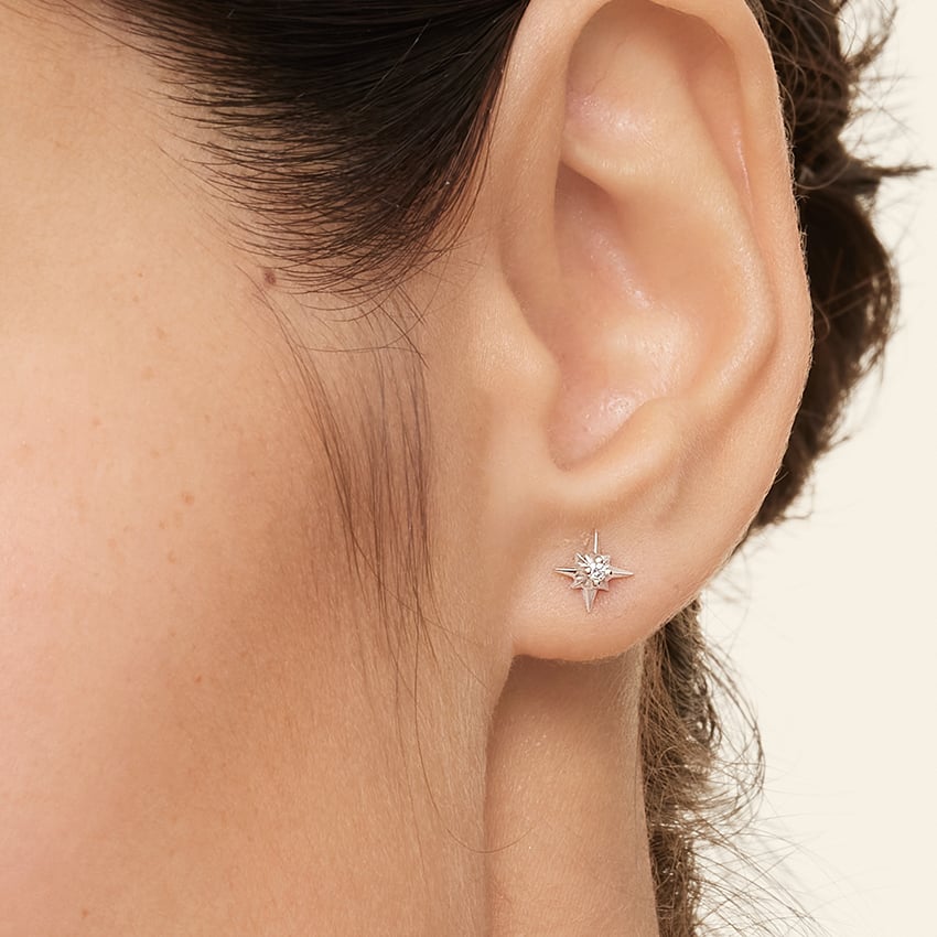 Silver North Star Diamond Earrings