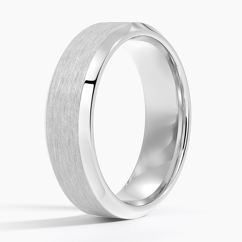 Apollo Beveled Edge Sapphire 6.5mm Wedding Ring in 18K White Gold