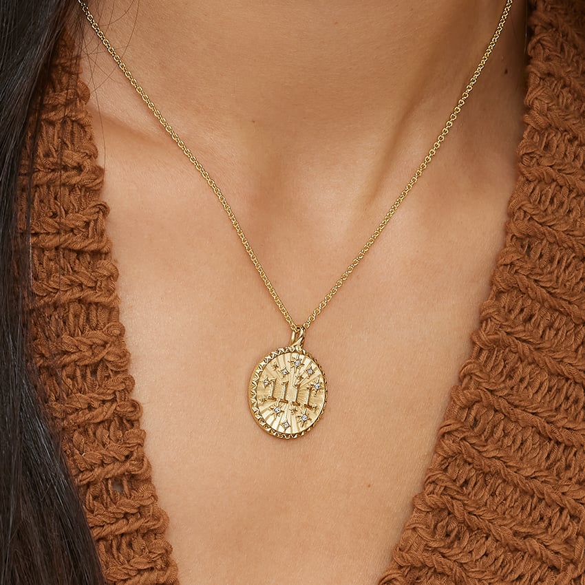 14K Yellow Gold 1111 Manifest Medallion Necklace