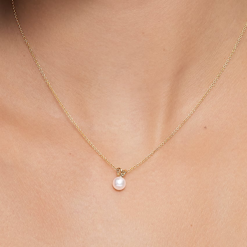Premium Akoya Cultured Pearl Pendant (6mm) in 14K Yellow Gold