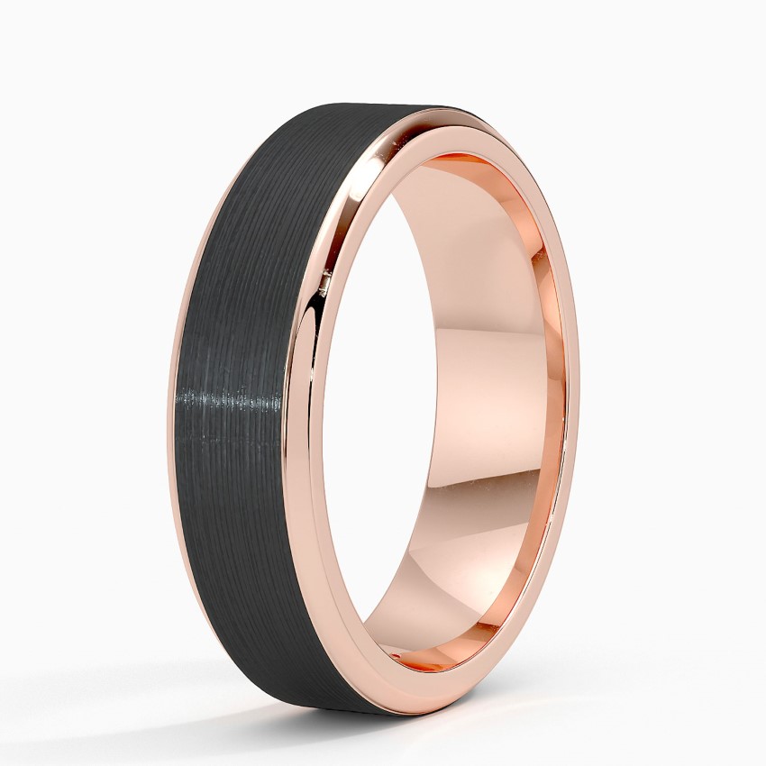 14K Rose Gold Merle Black 6mm Wedding Ring