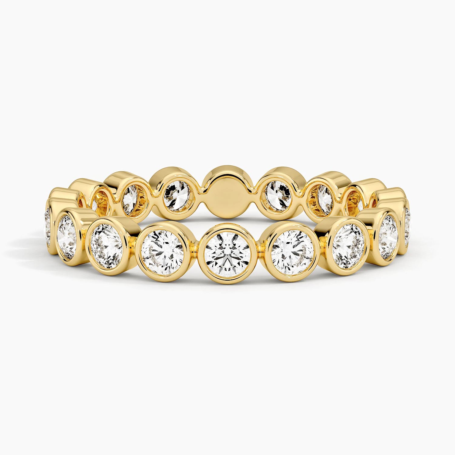 14K Yellow Gold Bezel Round Eternity Diamond Ring (1 ct. tw.)