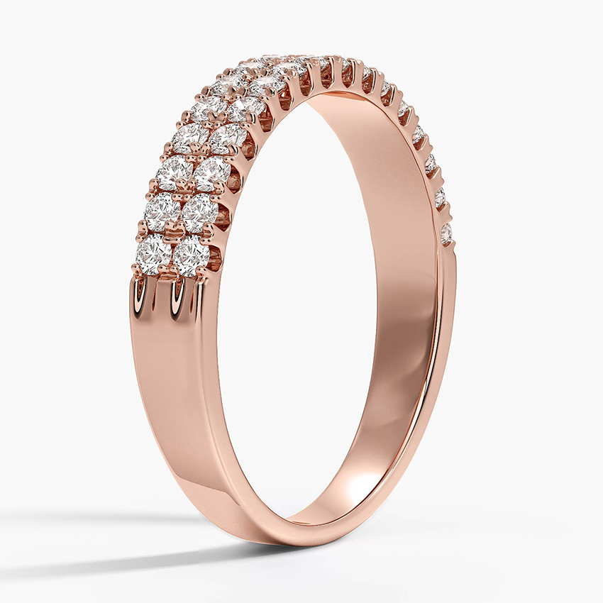 14K Rose Gold Mira Lab Diamond Double Row Ring