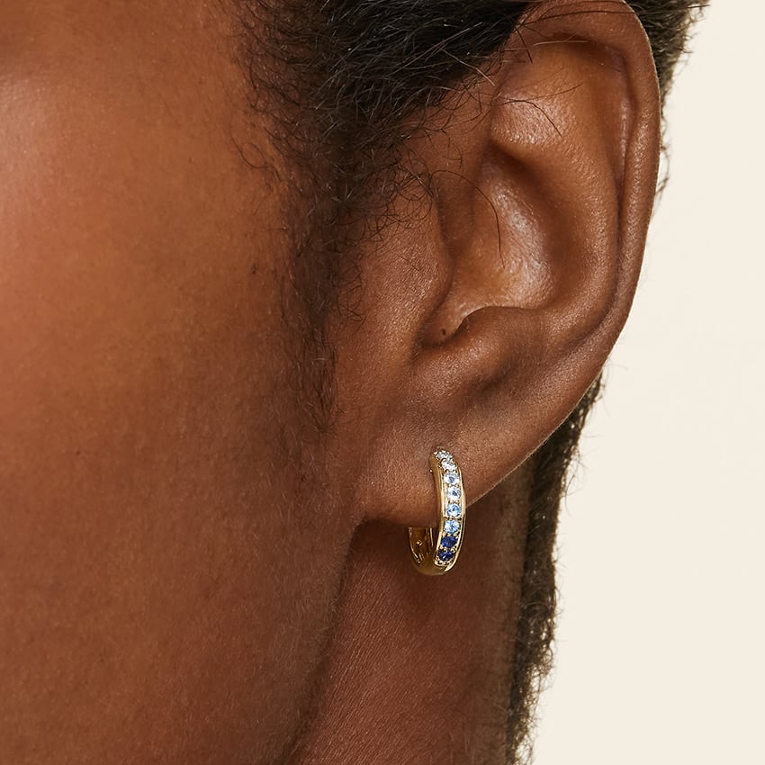14K Yellow Gold Marina Huggie Earrings