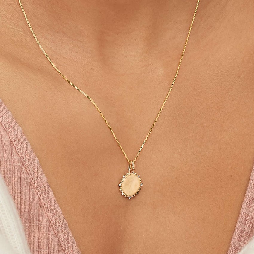 14K Yellow Gold Engravable Diamond Sunlight Charm