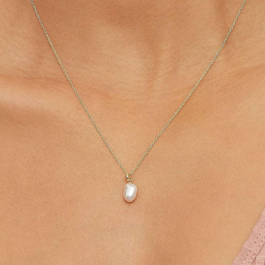 14K Yellow Gold Baroque Freshwater Cultured Pearl Pendant
