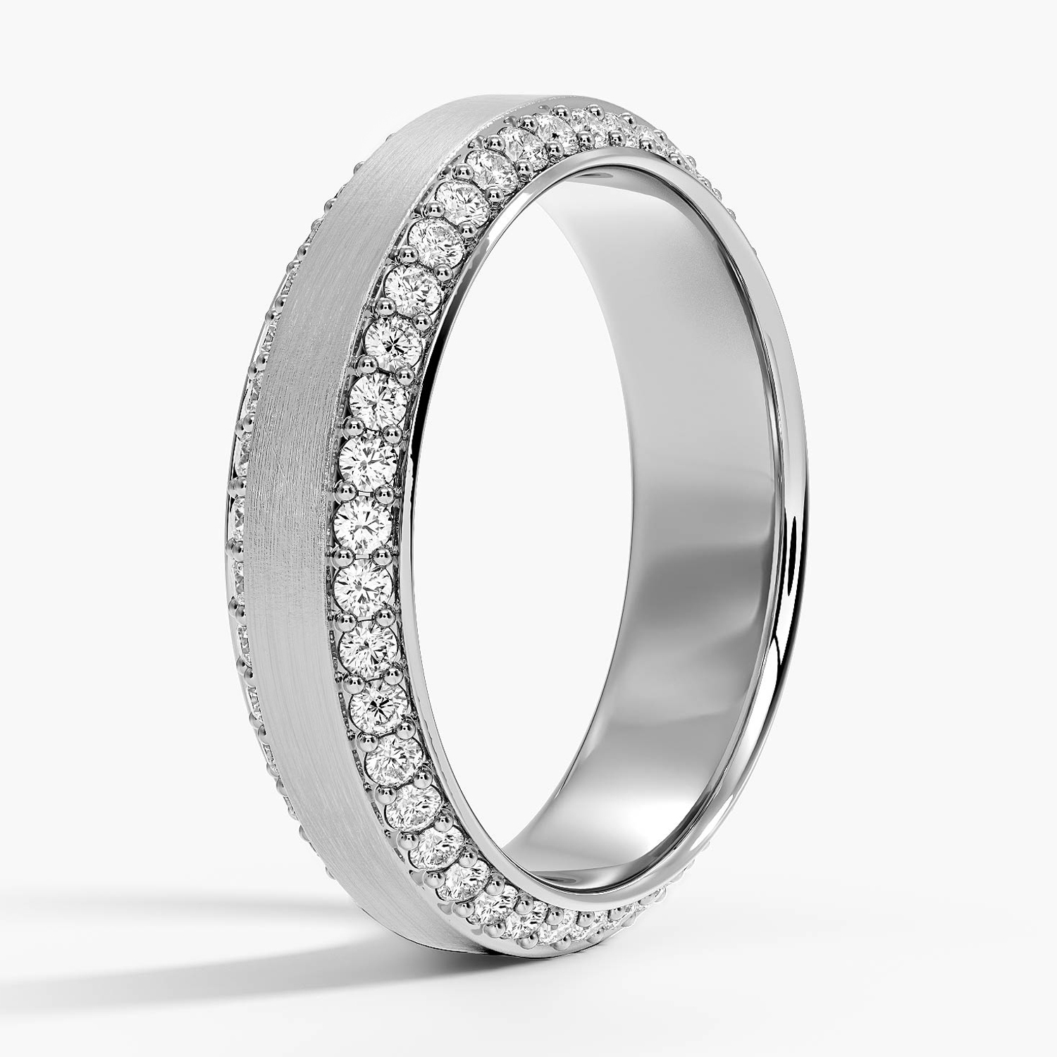 Platinum Beveled Edge Matte Eternity Lab Diamond 6mm Ring (1 ct. tw.)
