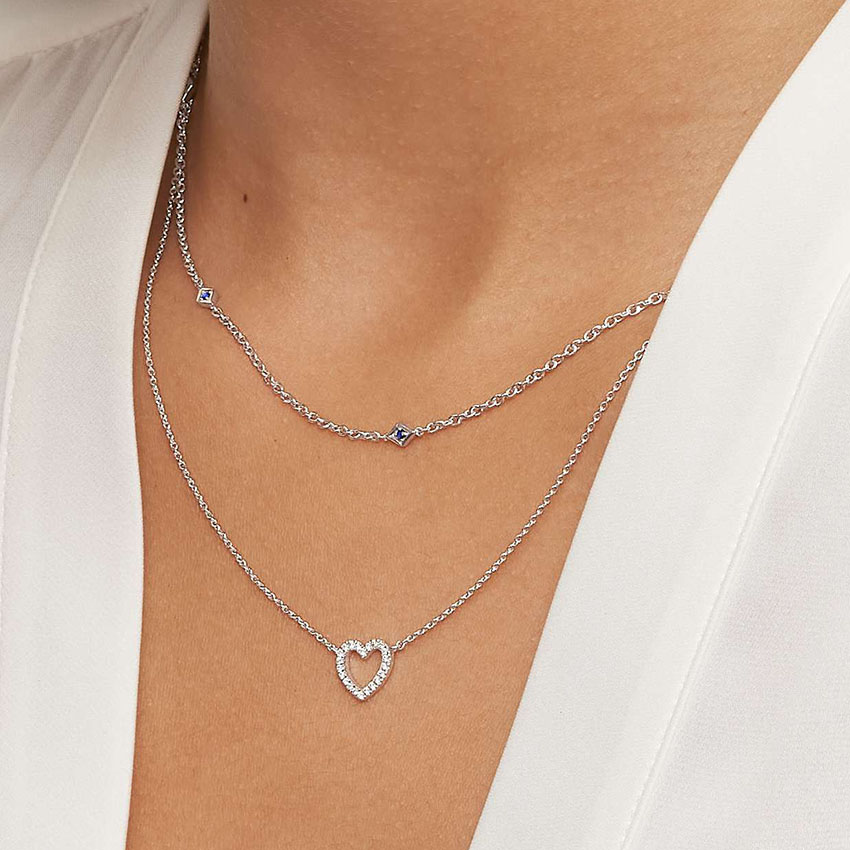 Silver Marquesa Strand Sapphire Necklace