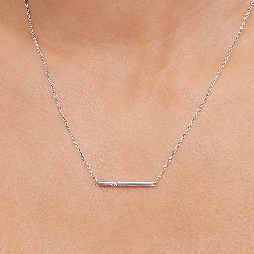 Silver Diamond Bar Pendant