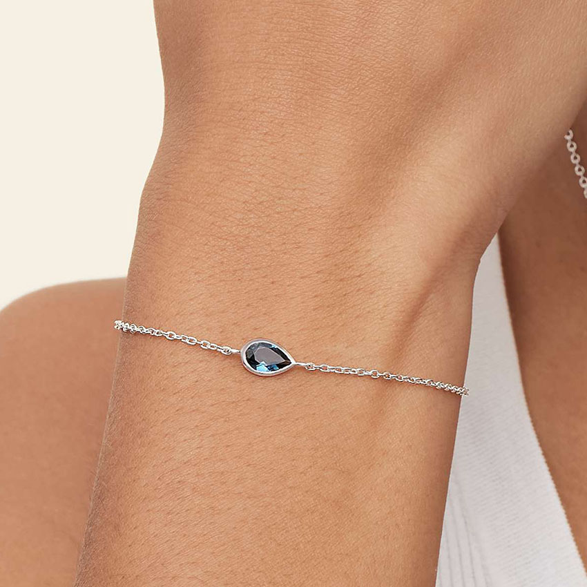 Silver Teardrop London Blue Topaz Bracelet