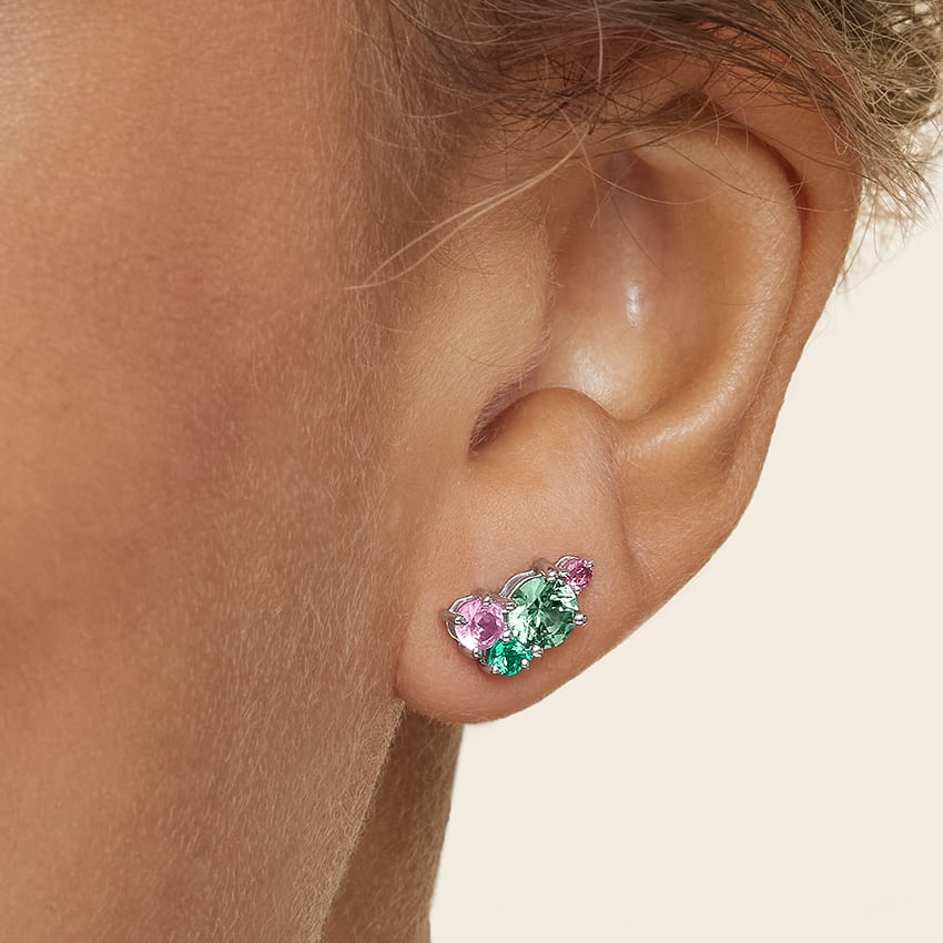 Silver Hibiscus Bouquet Earrings