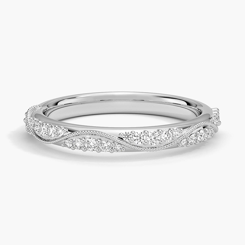 Platinum Camellia Milgrain 2.5mm Diamond Ring (1/4 ct. tw.)