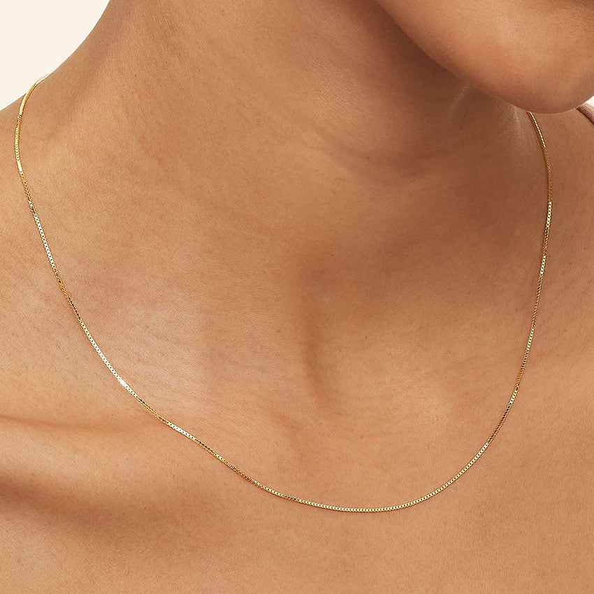 Riley 18 Box Chain Necklace in 14K Yellow Gold