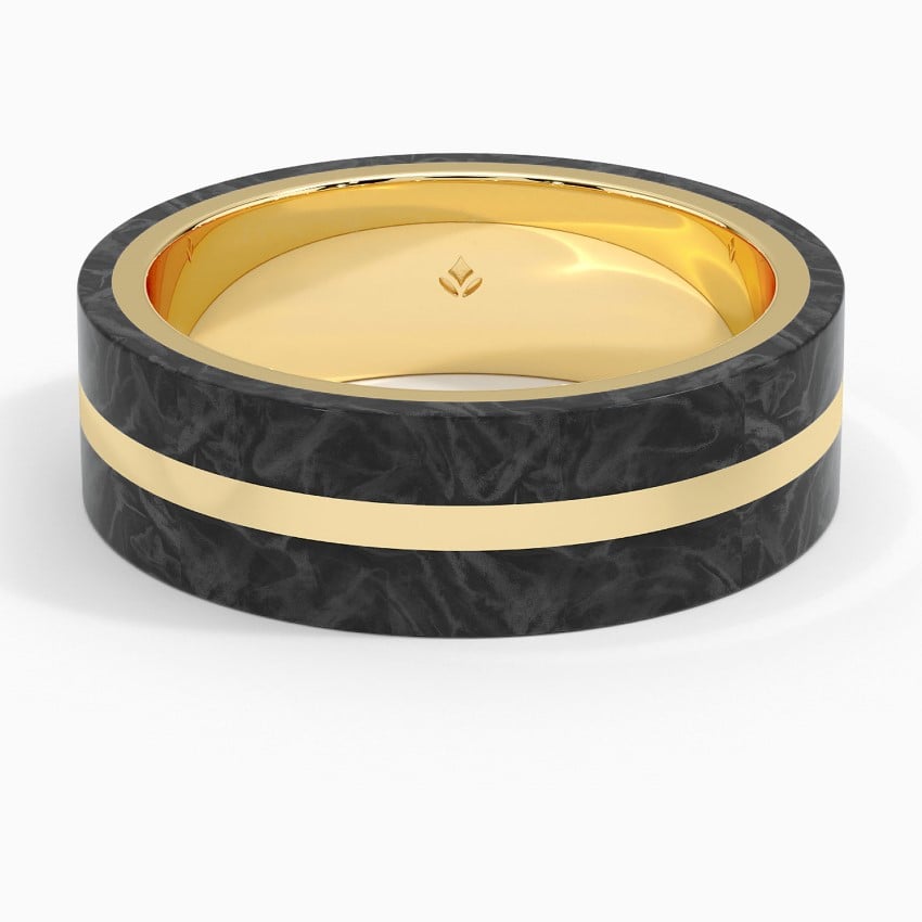 Forged Carbon And 18K Gold Ring
