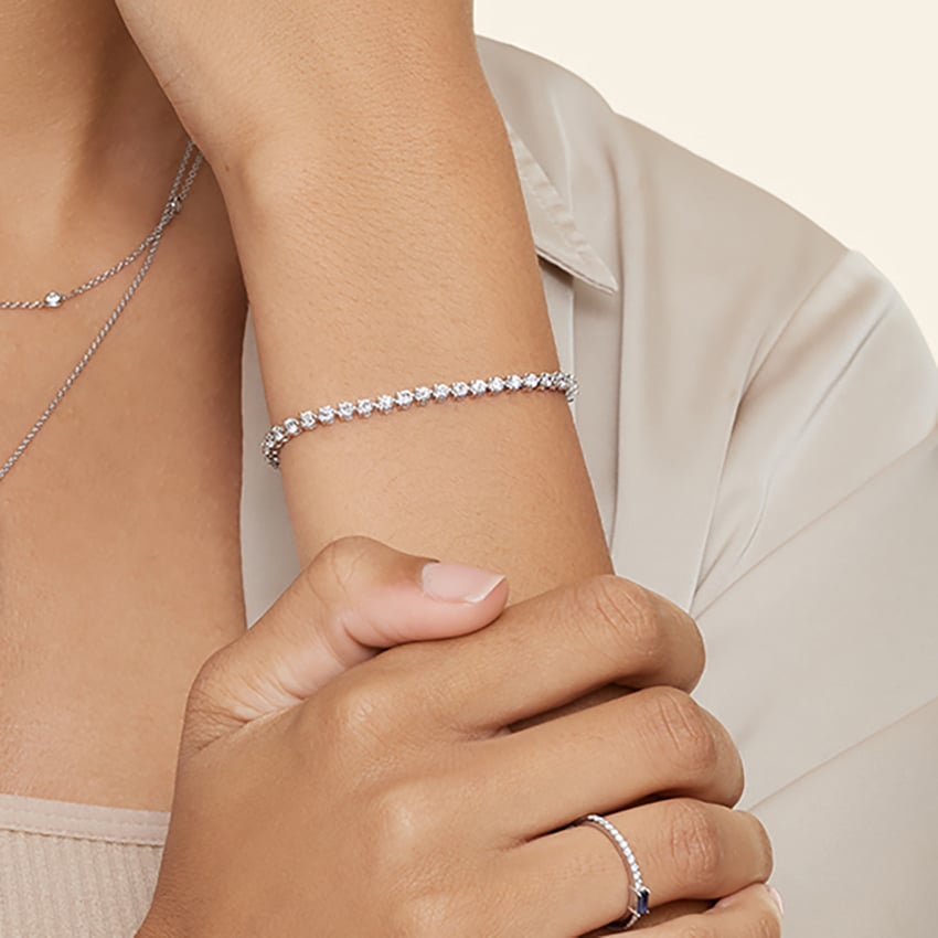 【ナンバリング】N-dia Tennis Bracelet / 3 Prong Three-Prong Diamond Tennis Bracelet (3 ct. tw.) in 18K White