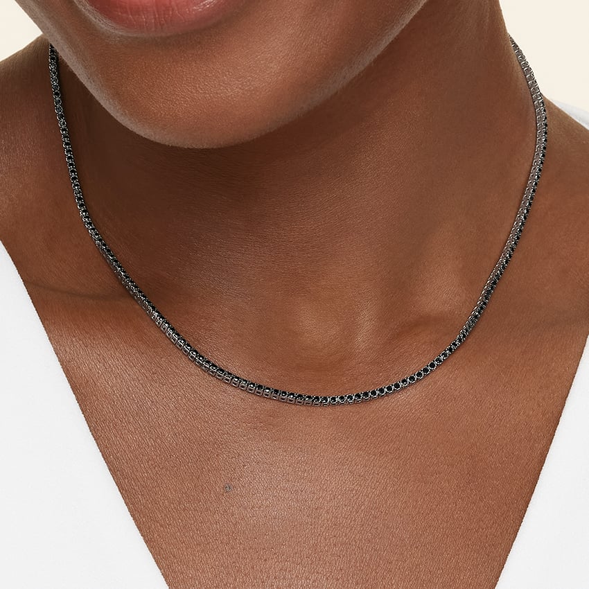 Black Diamond Tennis Necklace (3 ct. tw.) in 14K White Gold