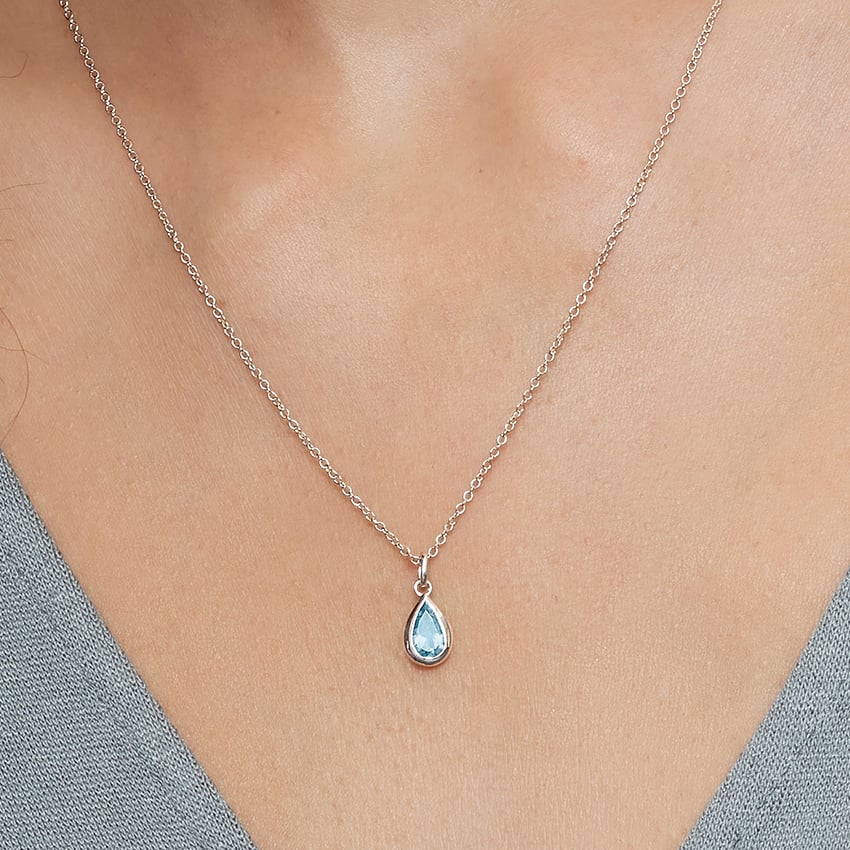 Teardrop Aquamarine Pendant in Silver | Brilliant Earth