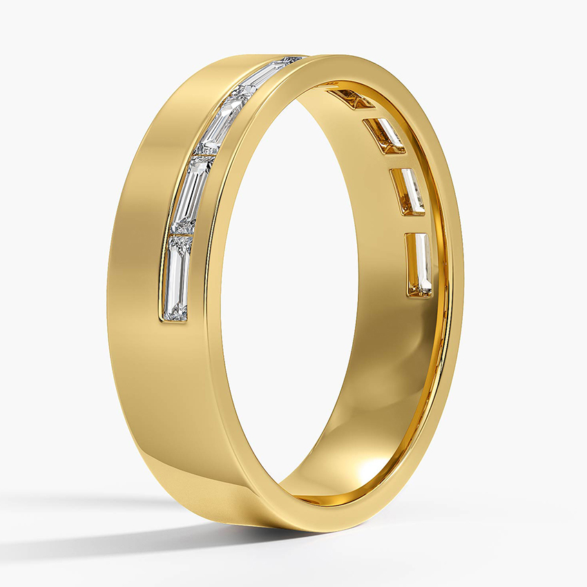 18K Yellow Gold Austin Baguette Lab Diamond 5.5mm Wedding Ring