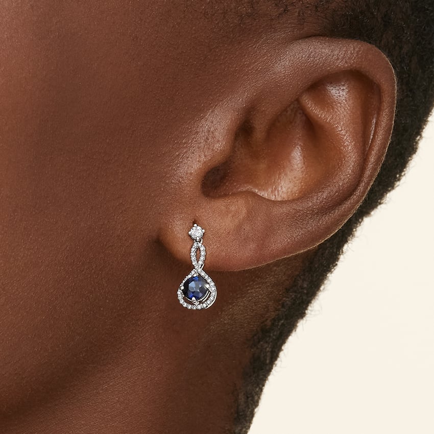 Annalise Sapphire and Diamond Earrings in 18K White Gold