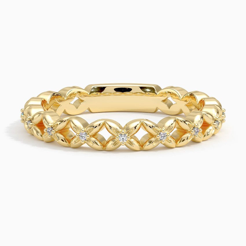 Floral Lattice Diamond Ring in 18K Yellow Gold