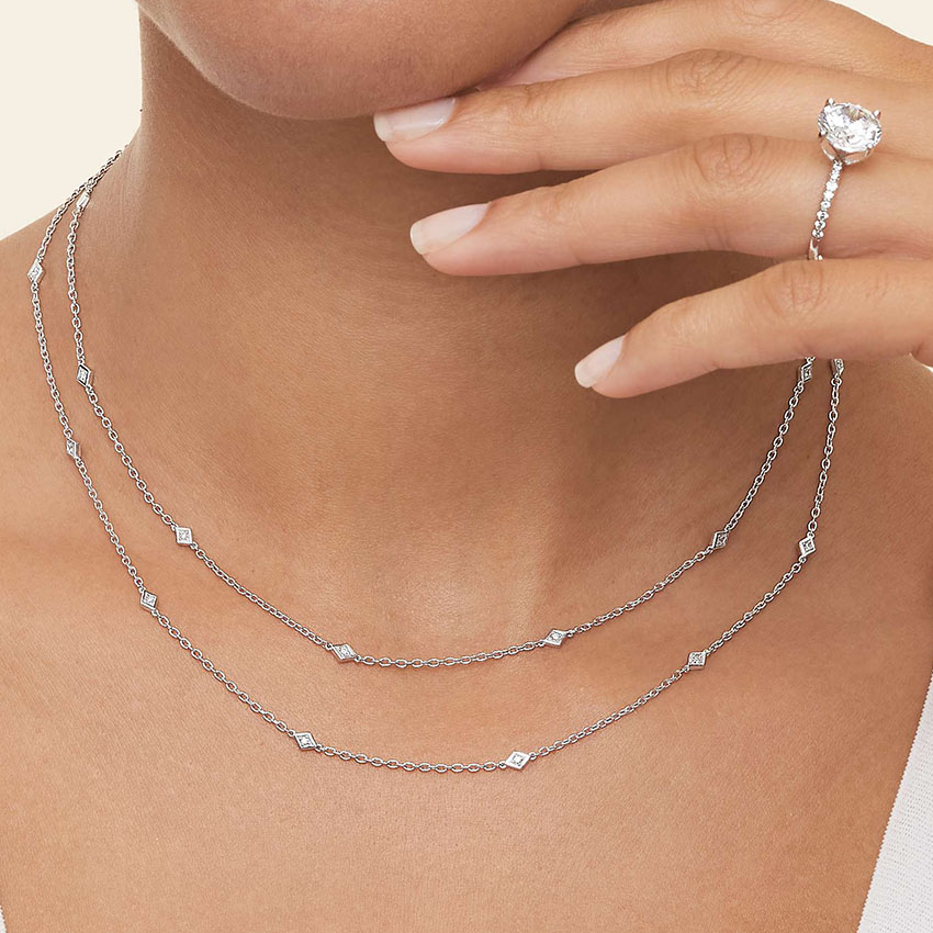 Silver Marquesa Strand 36 in. Diamond Necklace (1/8 ct. tw.)