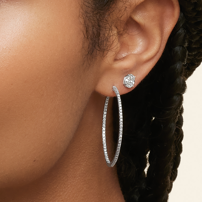 18K White Gold Echo Diamond Hoop Earrings (3/4 ct. tw.)