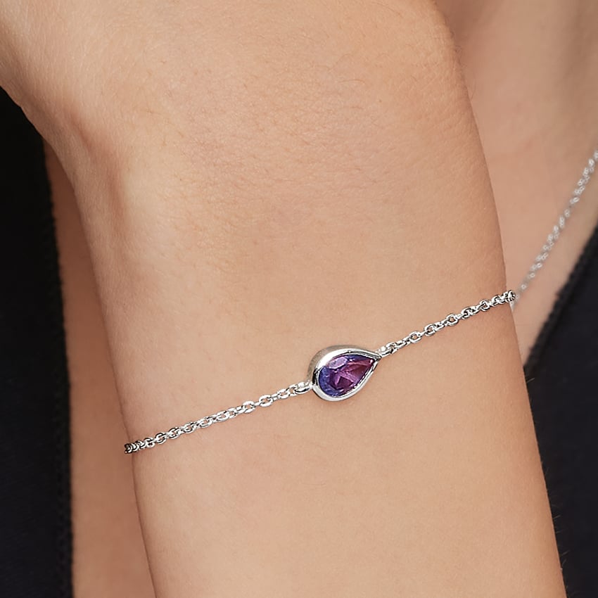 Silver Teardrop Lab Alexandrite Bracelet