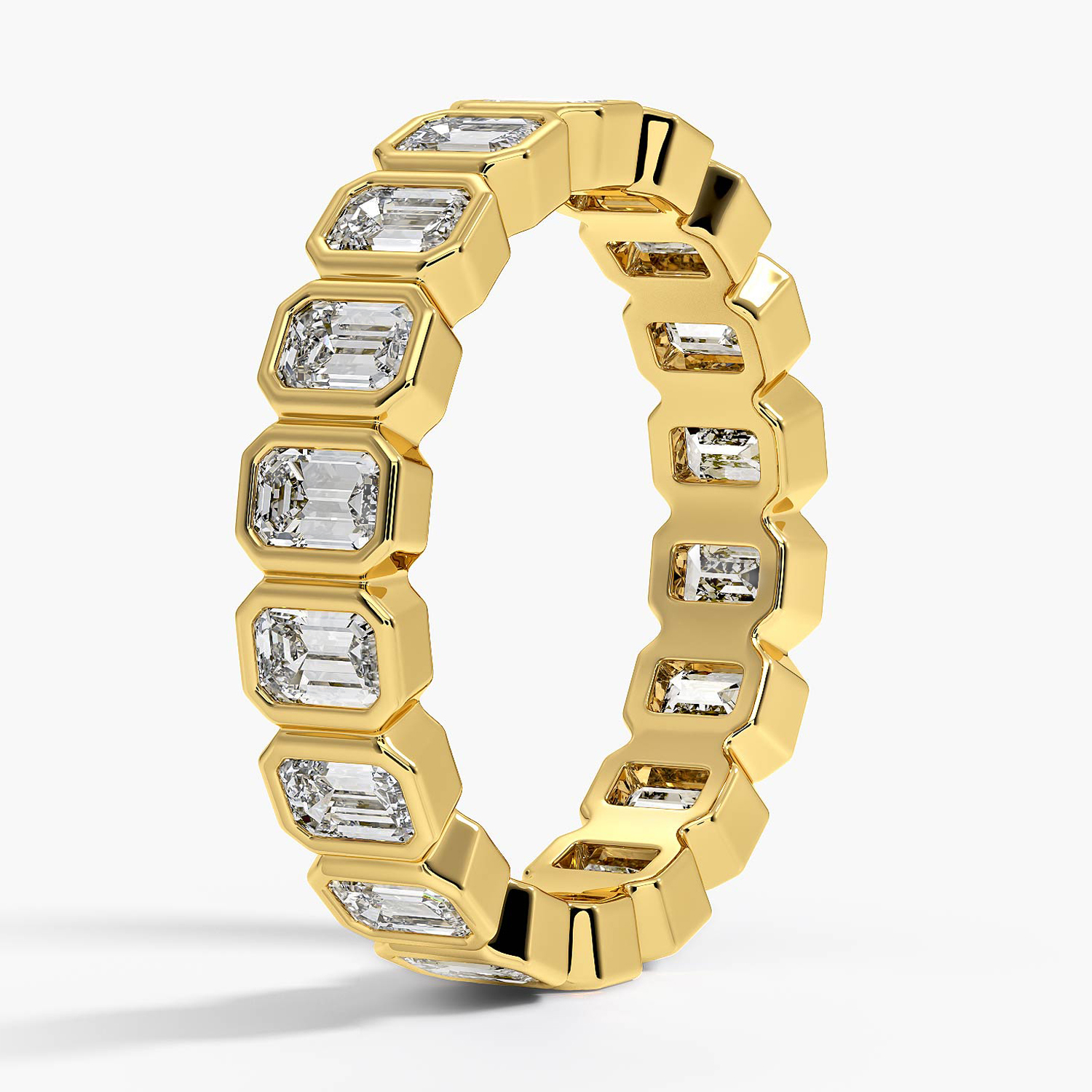 18K Yellow Gold Bezel Emerald Eternity Lab Diamond Ring (2 1/2 ct. tw.)