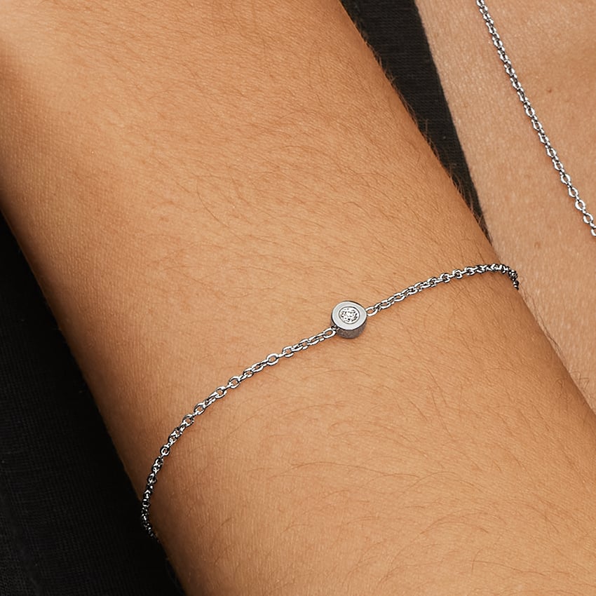 Silver Diamond Bezel Bracelet