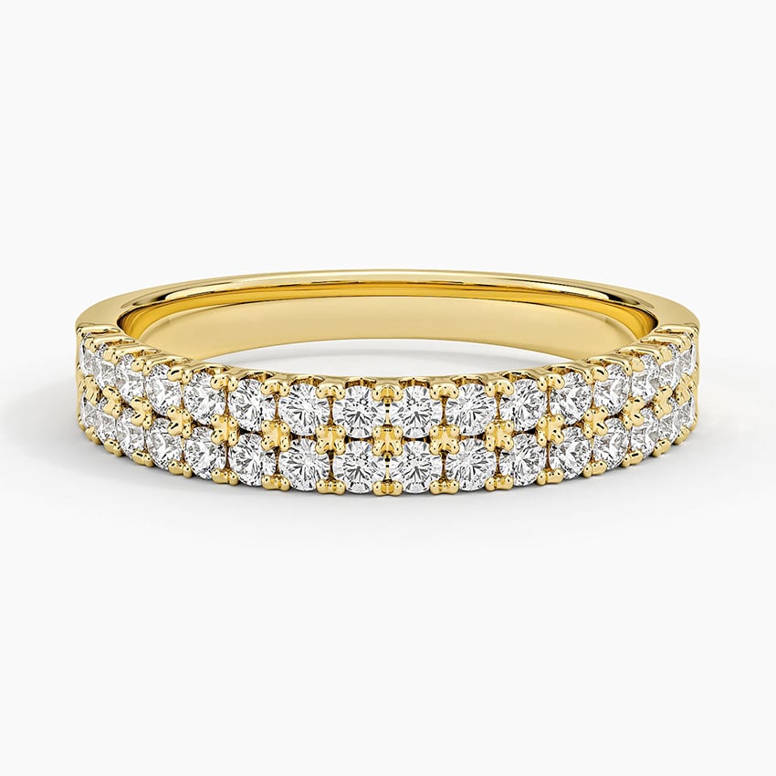 14K Yellow Gold Precision-Set Double Row Lab Diamond Ring