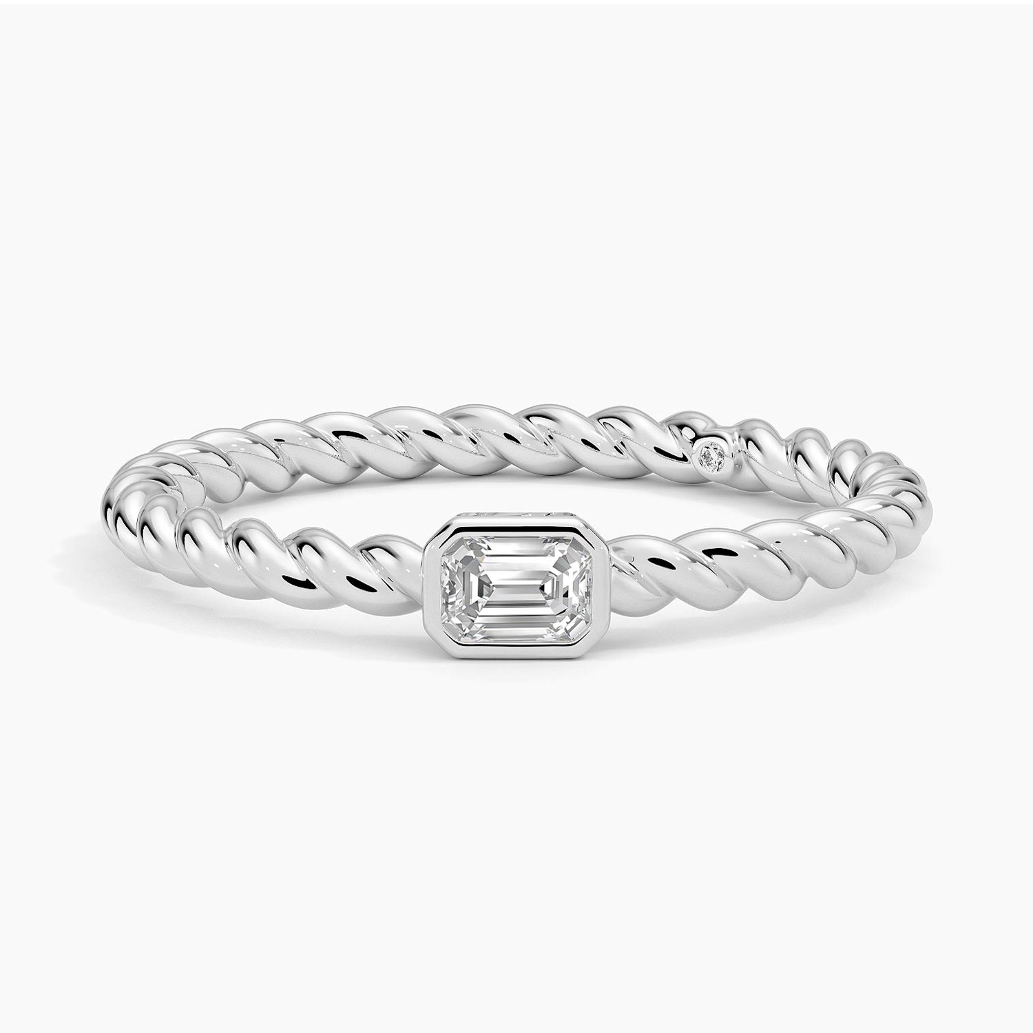 Stackable July Ring Rhodium on Sterling Silver Rope Band Stackable July Ring Rhodium on Sterling Silver Rope Band