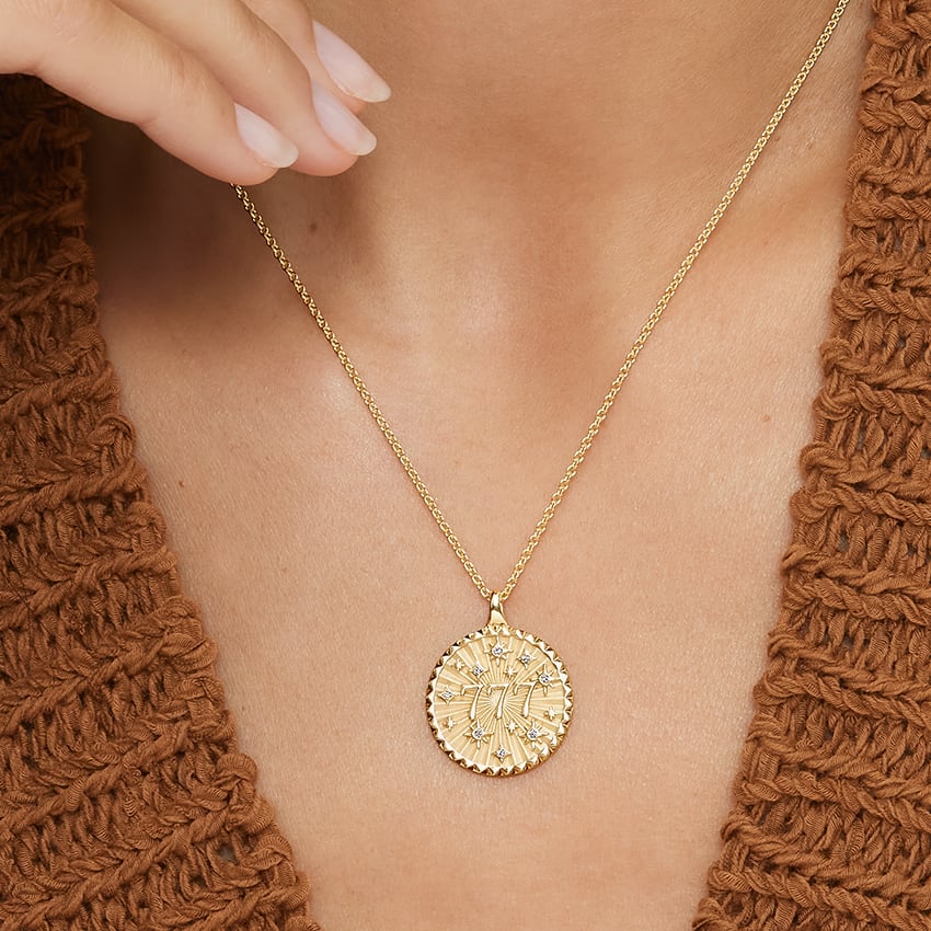 14K Yellow Gold 777 Good Fortune Medallion Necklace
