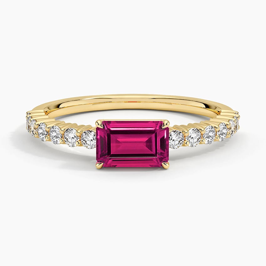 18K Yellow Gold Beatrice Lab Grown Ruby and Diamond Ring (1/4 ct. tw.)