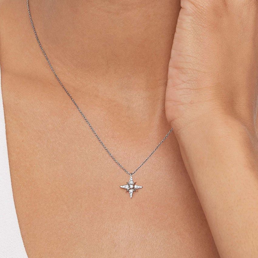 14K White Gold Luxe North Star Diamond Pendant