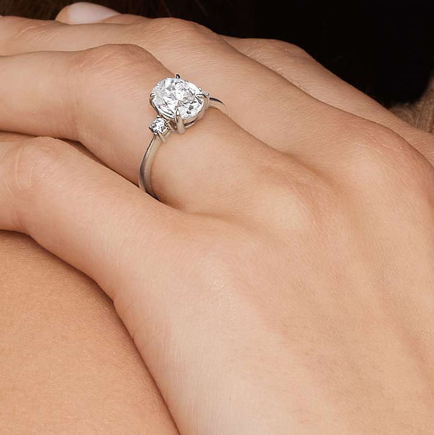 Petite Selene Three Stone Diamond Ring (1/10 ct. tw.) in Platinum